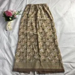 【高級ブランド】LANCETTI 総柄 ロングスカート M〜L ちりめん風 花柄のサムネイル