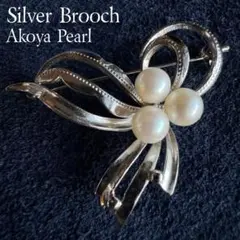 silver アコヤ真珠 パール ブローチ 銀製 シルバー 本真珠 アコヤパール