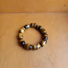 黄虎目天然石　タイガーアイ　ブレスレット　俵型カット　数珠　パワーストーン　開運