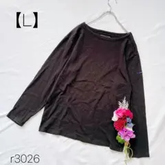 長袖カットソー　コットン　無地　シンプル　ブラック　INCREWSIVE【L】