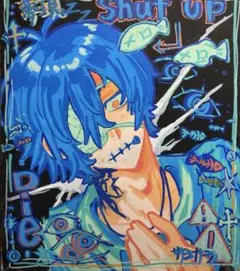 手描きイラスト 色紙 創作キャラ