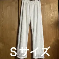 レディース ホワイト 透かし編み ワイドパンツ イージーパンツ