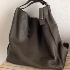 arronバイカラー レザー ハンドバッグ - メルカリ