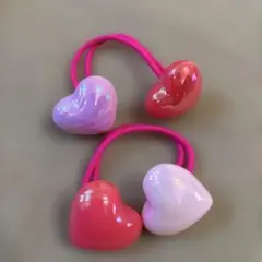 ハート型ヘアゴム 2個セット 大きめ　美品