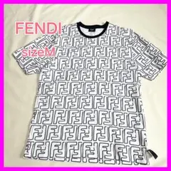 美品 FENDI ロゴTシャツ ズッカ柄 ライン ホワイト フェンディ - メルカリ