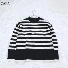 ZARA ストライプ長袖セーター モノトーン リブ編み シンプル カジュアル