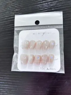 【春シーズン】シンプル薄ピンク＆バタフライ柄ネイルチップM