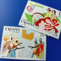 外国切手 スペイン 1987年 伝統的な祭りと歴史 2V