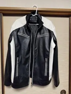 レザージャケット ブラック/ホワイト 3XL