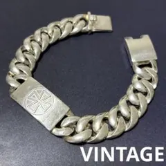 925刻印あり　十字プレートブレスレット　US輸入　80sヴィンテージ