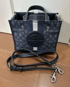 COACH ネイビー ストライプ ショルダーバッグ