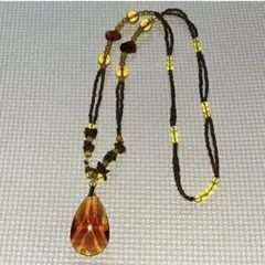 ロングネックレス　ブラウン　オレンジ