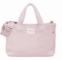 miumiu ミュウミュウ パイルトートバッグ ピンク ロゴ ショルダーバッグのサムネイル