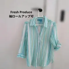 Fresh Produce ストライプ 七分袖 シャツ M リゾート風
