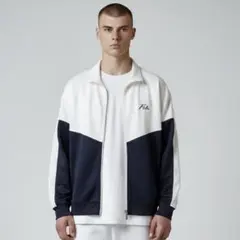 FILA ジップアップジャケット ホワイト/ネイビー