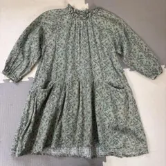 【美品】 BREEZE モックネック総柄ワンピース ミント 120