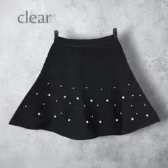【clear クリア】　パール付き　ミニフレアスカート　ブラック　F フリーのサムネイル