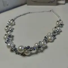 パールとメタルビーズ ネックレス