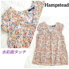 売約済み　専用　ハムステッド　リバティ水彩画タッチ フレンチスリーブ　ブラウスのサムネイル