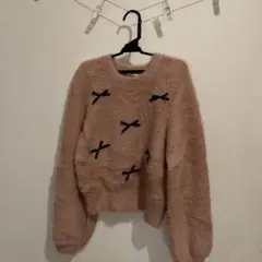 INGNI リボン付き シャギーニット ピンク