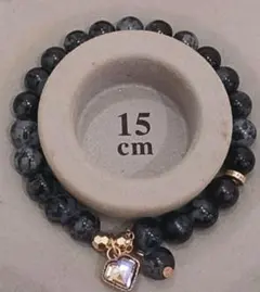 ハートチャーム♡ブラックマーブルブレスレット☆