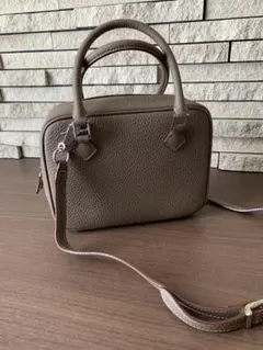本革レザー ミニショルダーバッグ グレージュ