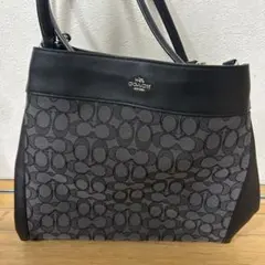 コーチ トートバッグ シグネチャー キャンバス レザー ブラックスモーク