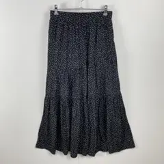美品 GLOBAL WORK ロングスカート ティアードフレア ドット柄 ゴム付