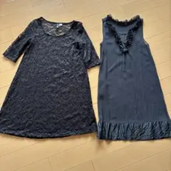 【美品】レースワンピース＆シースル裏ワンピース　XS〜S 2枚セット