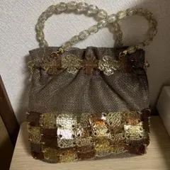 京都 浪速屋商店 HARUBE クリスタル レインボー ハンドバッグ 豚革 
