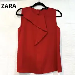 【ZARA BASIC】 フロントラッフル ノースリーブシアートップス