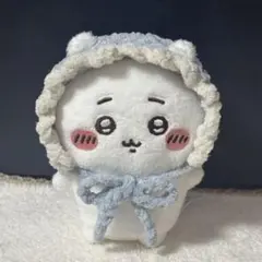 ハンドメイド ちいかわ おすわりぬいぐるみ ボンネット 帽子 水色 ラメ