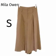 ミラオーウェン ワイドパンツ ガウチョパンツ ベージュ S 無地 ワンタック