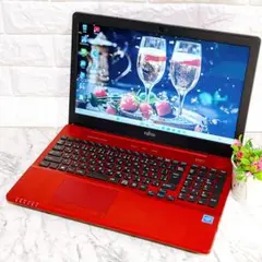 美品✨綺麗な赤✨爆速SSD薄型ノートパソコン✨Windows11カメラ オフィス