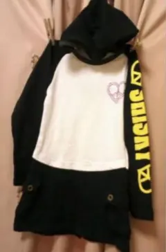 ハートピース キラキラストーン付　フード 110 120 チュニック　ワンピース