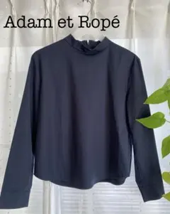 【Adam et Ropeアダムエロペ】スタンドカラー ブラウス ネイビー
