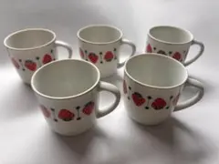 【昭和レトロ】NIWA CHINA いちご柄 ミニマグカップ 5客セット 当時物
