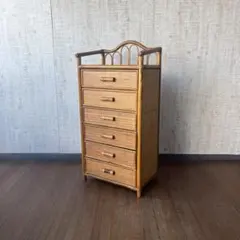 【美品】ラタン　古家具　チェスト 5引き出し付き　籐　アンティーク 5段ラタンチェスト | 籐家具職人の店みうらラタン