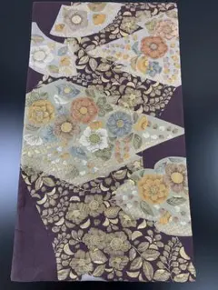 純金箔 袋帯 双鶴紋 菊花 桐の花 格子 金糸 着物 052b - メルカリ