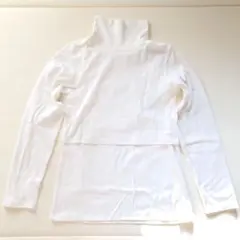 ミルクティー　長袖　シャツ　授乳服　マタニティ　ホワイト　タートルネック