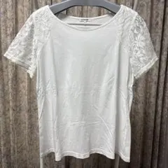 【美品】GLOBAL WORK Tシャツ M 半袖 トップス レース ホワイト