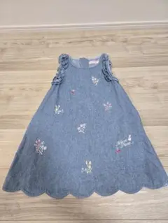 mezzo piano　デニム刺繍ノースリーブワンピース 120cm