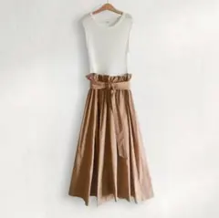 【定価2.3万】エミアトリエ ドッキングワンピース ノースリーブ リブニット