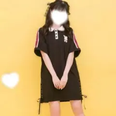 シークレットハニー うさぎ刺繍ポロワンピース シークレットハニー 黒のサムネイル