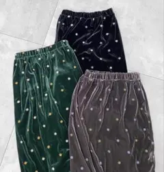 ehka sopo ベロア刺繍スカート　ブラック