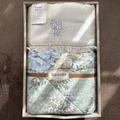 新品保管シミあり！Kanebo 花柄刺繍 掛け布団 140x190cm 箱無し