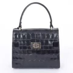 【極美品】GIANNI NOTARO クロコ型押しレザー　2way バッグ　黒のサムネイル