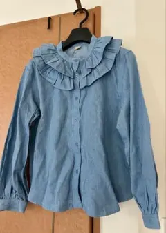 美品petit main フリル襟 長袖シャツ 150