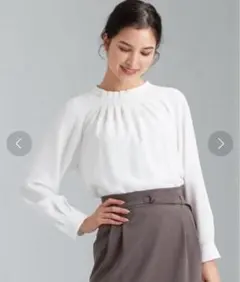 green label relaxing D スタンド ギャザー ブラウス