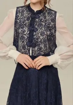 新品未使用】Tnewties フラワーエンブロイダリーハイウエストドレス